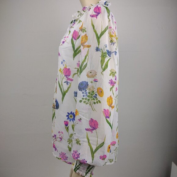 NWT Joie white floral layered V-Neck long sleeve blouse top ladies Large - Picture 6 of 8